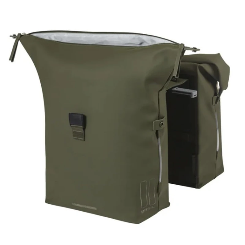 Basil SoHo Double Bag Northern Lights MIK - Waterproof - 41 litres - with LED Light - Recycled Polyester - Green