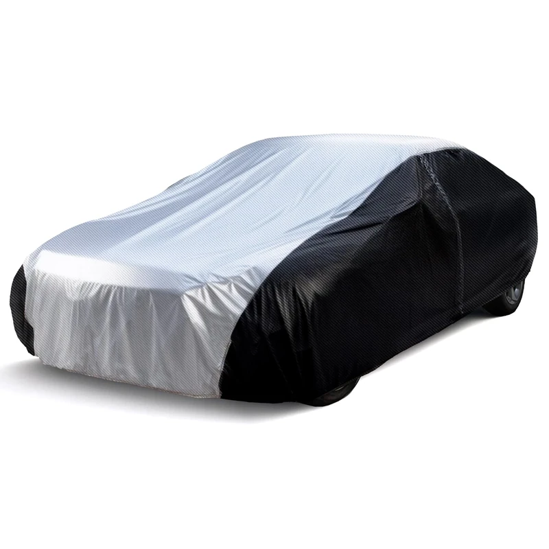 Season Guard Car Cover, Carbon Fiber Luxury All Weather Protection Car Covers, Full Exterior Cover with Zipper, Outdoor Car Cover Sun UV Rain Snow Wind Protection, Fit for Sedan up to 185"