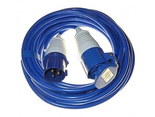 JCE 32AMP PLUG + SOCKET Connected to a HEAVY DUTY Arctic Blue Extension Lead Hook Up 6MM 48amp rated cable, 3 Pin 240V (10M)
