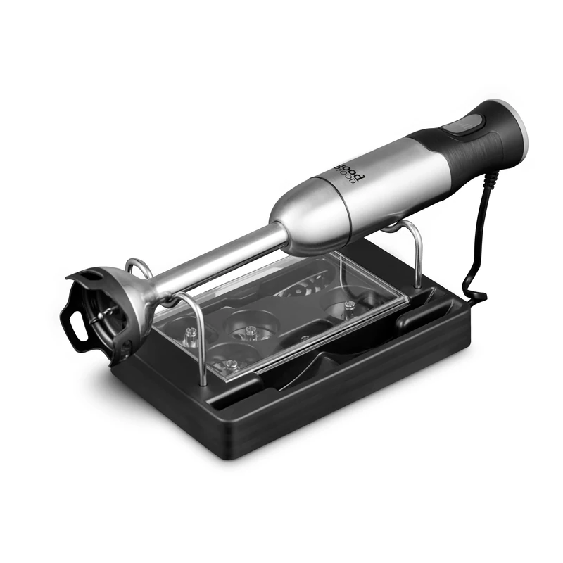 Good Food in partnership with Tower GF12012 5-in-1 Digital Hand Blender with Stand & 600ml Beaker, One Touch Controls, Variable Speed Dial, 5 Interchangeable Blades, Stainless Steel