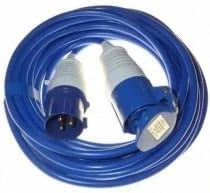 JCE 32AMP PLUG + SOCKET Connected to a HEAVY DUTY Arctic Blue Extension Lead Hook Up 6MM 48amp rated cable, 3 Pin 240V (3M)