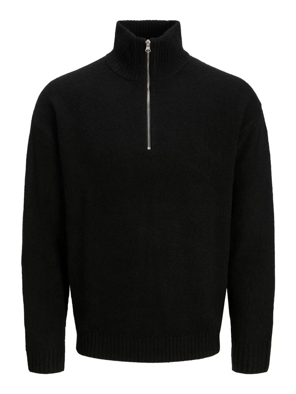 JACK & JONES Jjesoho Ollie Knit Half Zip Ln, Black, S