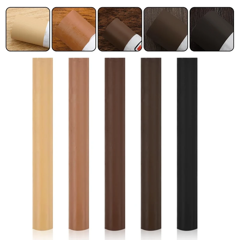 5Pcs Wax Filler Wood Repair Sticks, Light to Dark Brown Oak Wood Scratch Repair Crayons Multi-Surface Wax Repair Sticks for Wood Furniture Laminate Floor Table Door Guitar Scratches Holes Stains