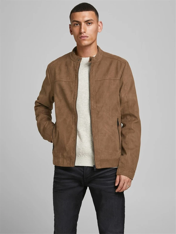 JACK & JONES Men's Jjedylan Biker Jacket Noos, Cognac, XS, Cognac, x_s