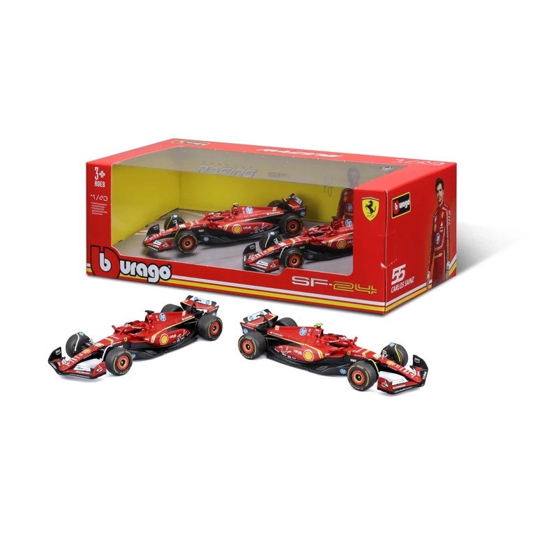 Bburago Burago Set of 2 model cars Formula 1 car, Carlos Sainz, Charles Leclerc, Ferrari SF-23, 1/43 scale, Model kit, Collectible miniature, F1, Gifts for collectors, +3 years (78002)