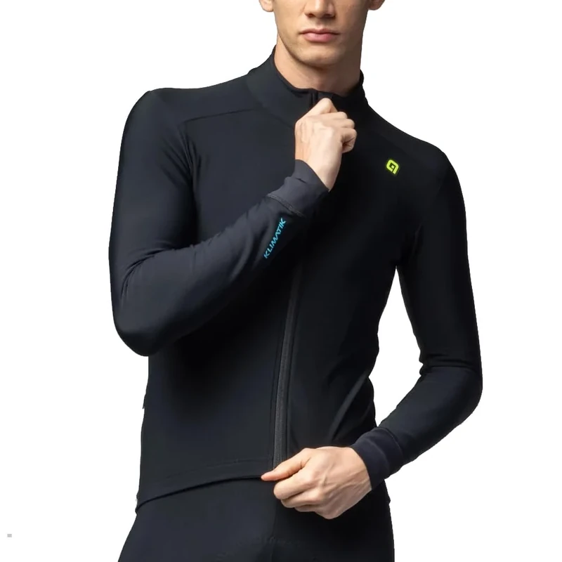 Alé Cycling Men's Klimatik K-Idro Water Repellent Long Sleeve Jersey, Black, XL
