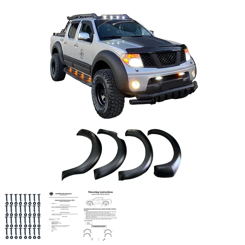Oneway Set Fender Flares compatible with Nissan Navara D40 Facelift 2010-2014 - Matt black