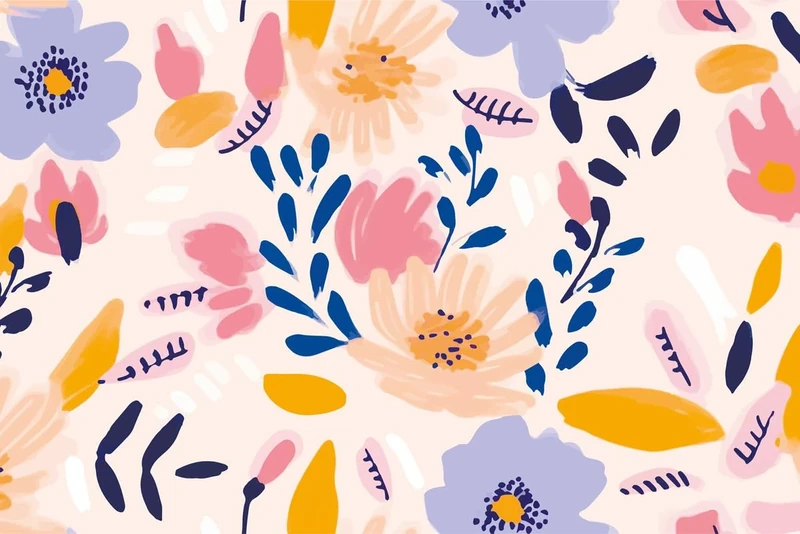 A.S. Création Sketchy Flowers Wallpaper 3.75 m x 2.50 m - WALLLOVE Wallpaper Flowers Children's Room in Yellow, Blue, Pink incl. Glue - DD129598