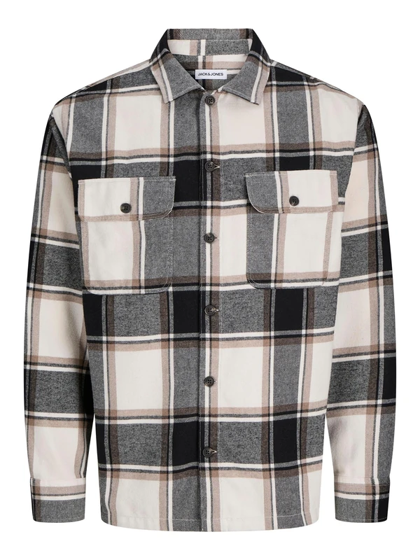 JACK & JONES Jjecharge Ls Sn Pls Overshirt - Plus Size, Crockery, 5XL