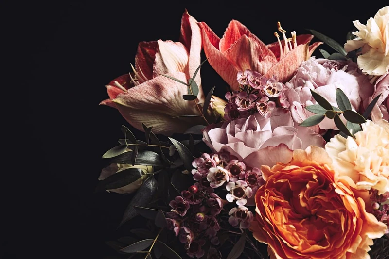 A.S. Création Wallpaper Bouquet 3.75 m x 2.50 m - WALLLOVE Wallpaper Multicoloured Bouquet of Flowers, Black incl. Glue - DD129564