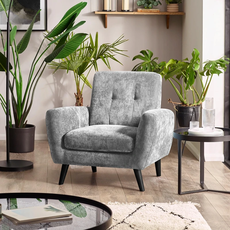 Julian Bowen Grey Monza Compact Retro Chair In Mobus Fabric