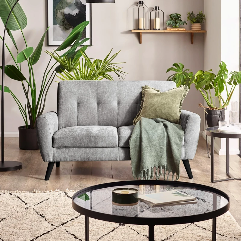 Julian Bowen Grey Monza 2 Seater Sofa In Mobus Fabric