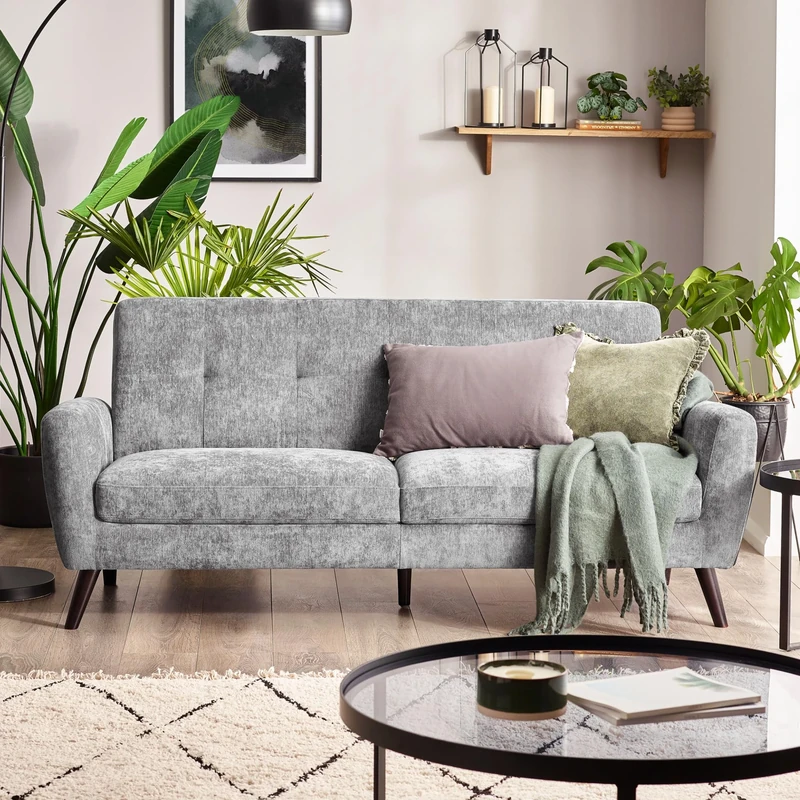 Julian Bowen Grey Monza 3 Seater Sofa In Mobus Fabric