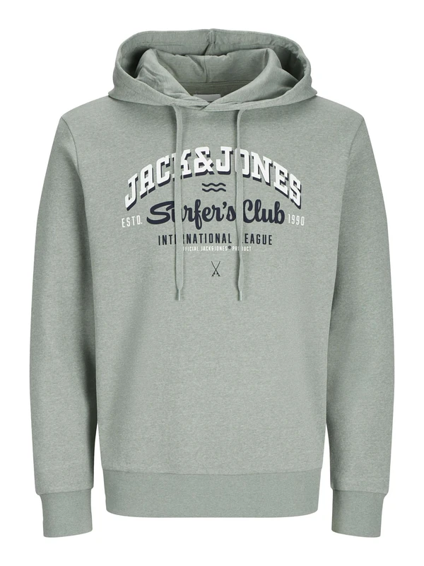 JACK & JONES JJELOGO Men's Hoodie Sweat Hood 2 COL Regular Fit, Iceberg Green, L