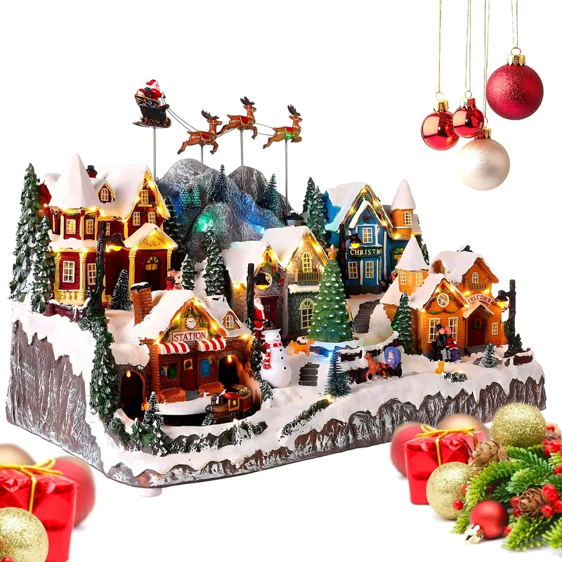 Avilia Moving Christmas Village - LED Lights & Music Decor