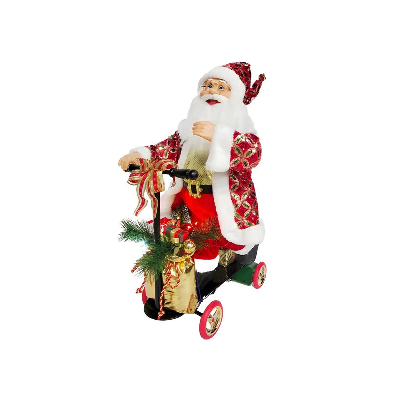 Wintem Santa Claus with Motion Animated Scooter - Ideal for Making Your Home Cosy During Christmas Parties with Bright LED Lights and Handcrafted Design - 70 x 25 x 45 cm - Image 1