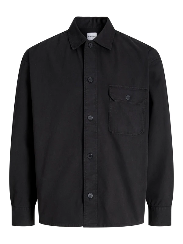 JACK & JONES Men's Jjedover Overshirt Ls Sn, Black, XL