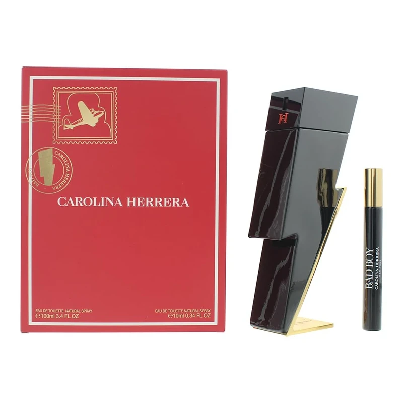 Carolina Herrera Bad Boy 2-Piece Travel Set, (3.4 Oz Eau De Toilette Spray + 0.34 Oz Eau De Toilette Spray)