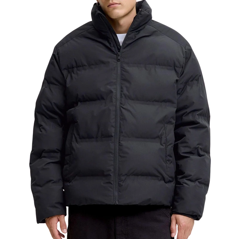 JACK & JONES Men's Jjesoho Puffer Collar Sn, Black, L, black, L