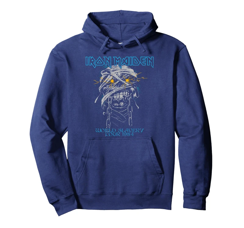 Iron Maiden Powerslave Head Mummy Navy Pullover Hoodie