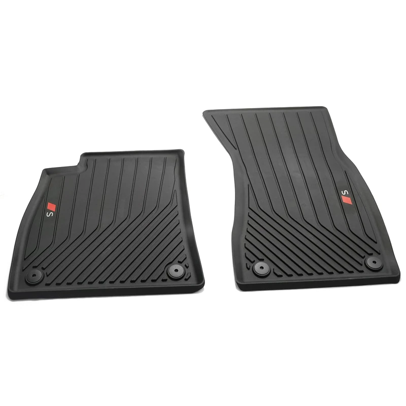 Audi Rubber Car Rugs, TPE with 20% Recyclate, Black, Logo S, Forward, Compatible with Audi A5/S5 (B10 FU) from 2024