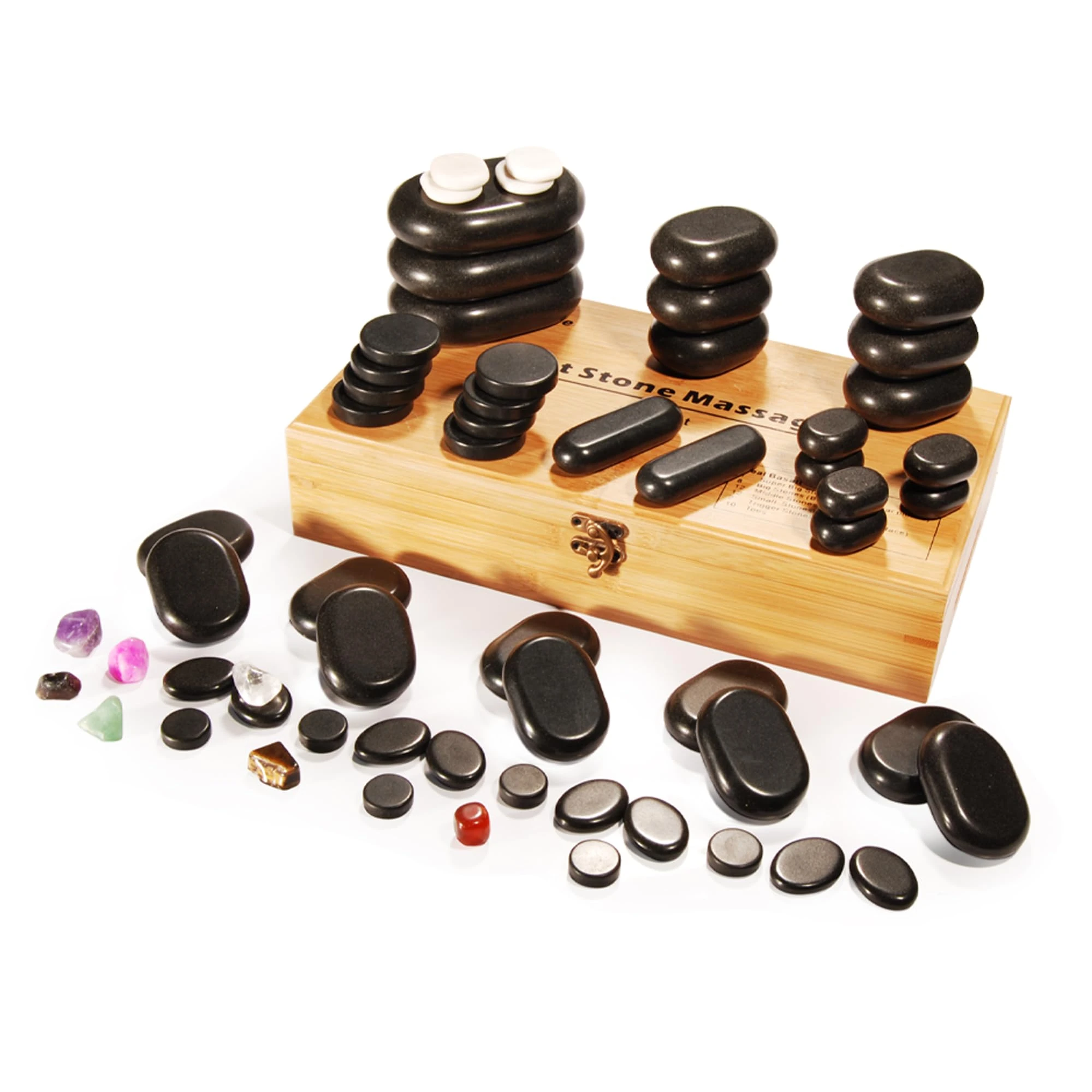 Master Massage 60-Piece Deluxe Hot Stone Set Including Basalt Volcano Rocks, Marble Cold Stones, and Chakra Balancing Tools - Ultimate All-in-One Package Kit for Hot Stone Massage Therapy