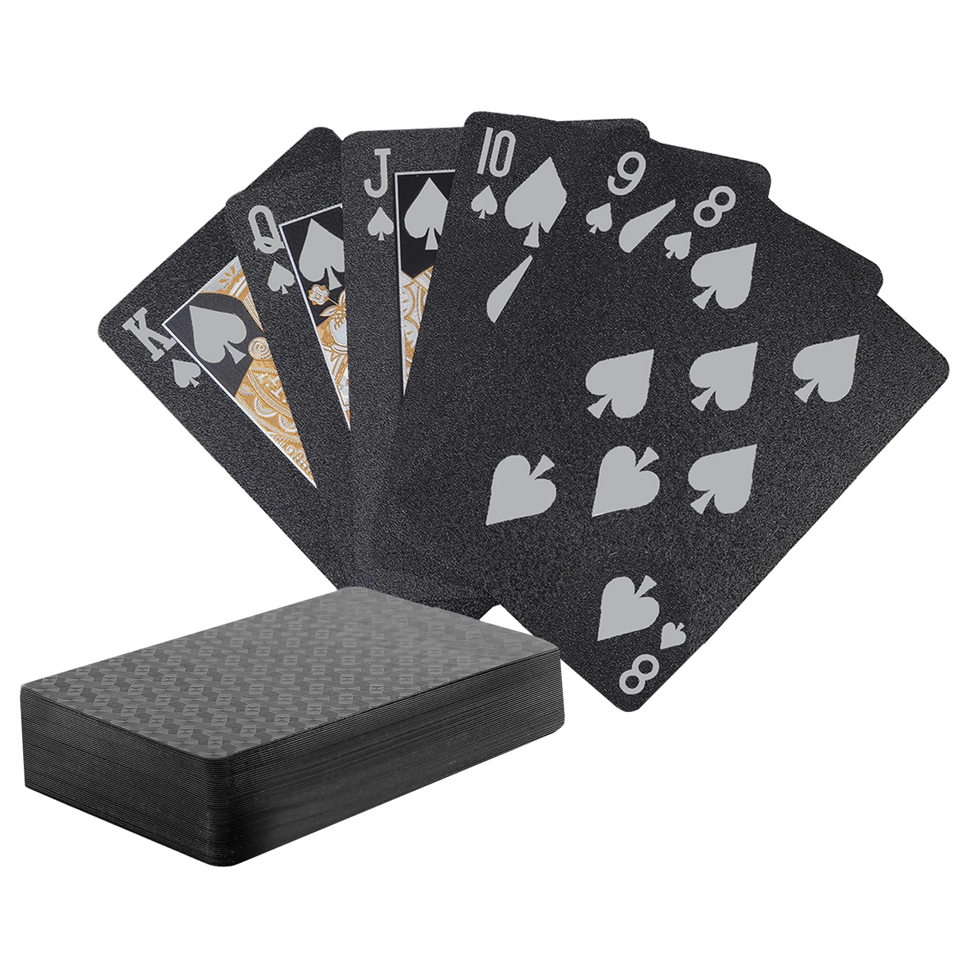 SWINILAYA Black Playing Cards - Waterproof Plastic Jumbo Index Poker Cards,Deck of Cards for Party,Family