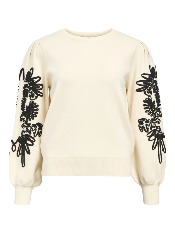Object Women's Objjoana L/S Knit Pullover Rep Sweater, Sandshell 2, S
