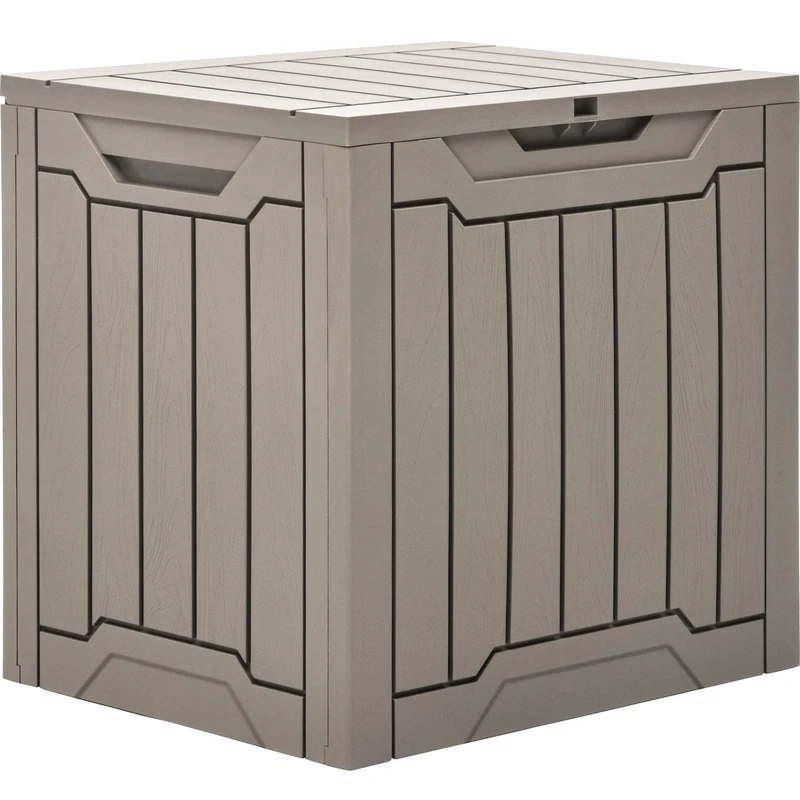YITAHOME Outdoor Resin Storage Box 31 Gal, Water-resistant Patio Deck Box Outdoor Storage Box for Pillows, Garden Equipment, Securely Lockable, Light Brown