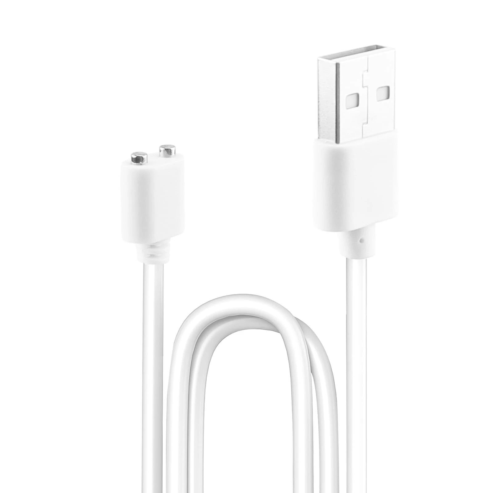Magnetic USB Charger Cable Replacement Charging Cord with Strong Magnet for Wireless Massager Smart Devices, 7mm Dual Pin, 0.8m Safe and Long-Lasting Charging Solution, Universal Compatibility, White