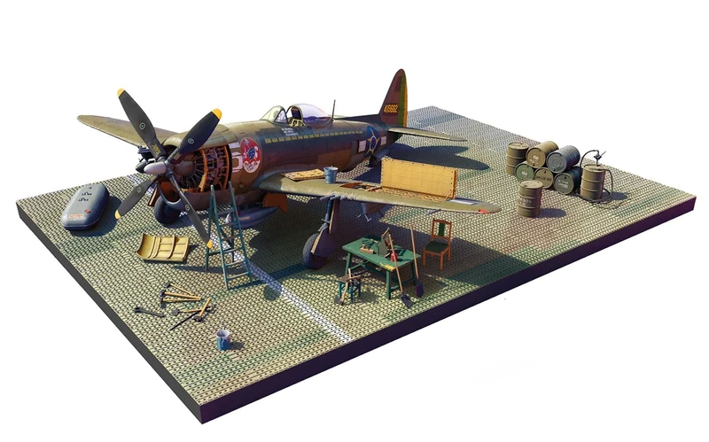 Miniart 1:48 - Thunderbolt P-47D Bubbletop/Base BigSet, Molded Color