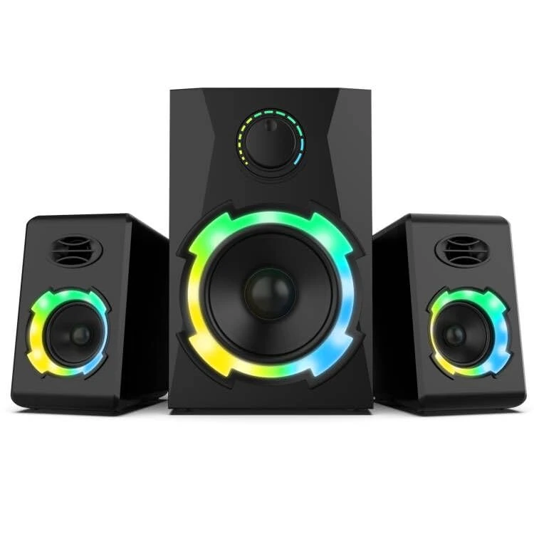 OROW Computer Speakers,40W PC Speakers with Subwoofer,Gaming Speakers with Bass,AC Powered,Support Bluetooth&SD&USB Play,2.1 Multimedia Speakers System with RGB Light,Great for TV/Projector/PC/Laptop