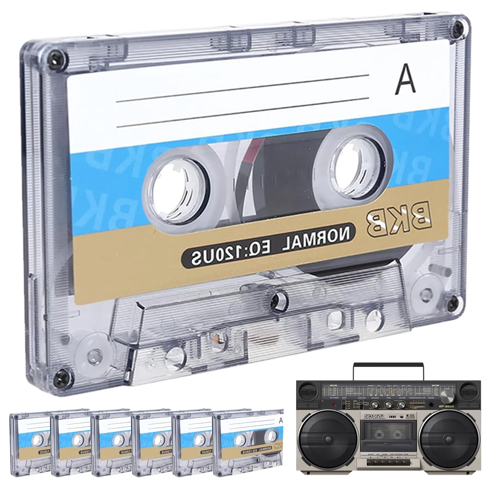 6Pcs Blank Cassette Tapes, Blank Cassette Tapes 90min, Blank Tapes, Professional Recording Time Cd, DVD Player Cassette Recorded for Recording, Car Stereo Systems