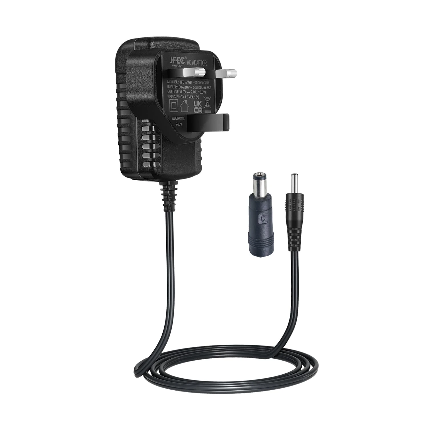 Security-01 AC to DC 5V 2A Power Supply Adaptor, Plug 3.5mm x 1.35mm with 5.5mm x 2.1mm Selectable Connector Tip