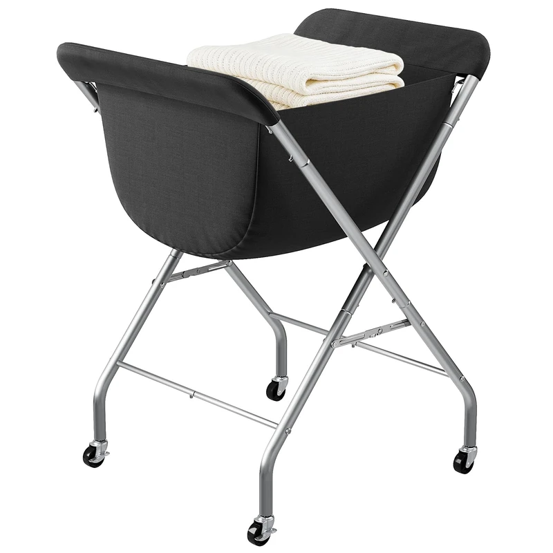 ELYKEN Laundry Cart with Wheels, 33"H Easy Rolling Laundry Hamper with Removable Liner Bag, Sturdy Metal Frame Clothes Basket with 4 Casters and 2 Brakes
