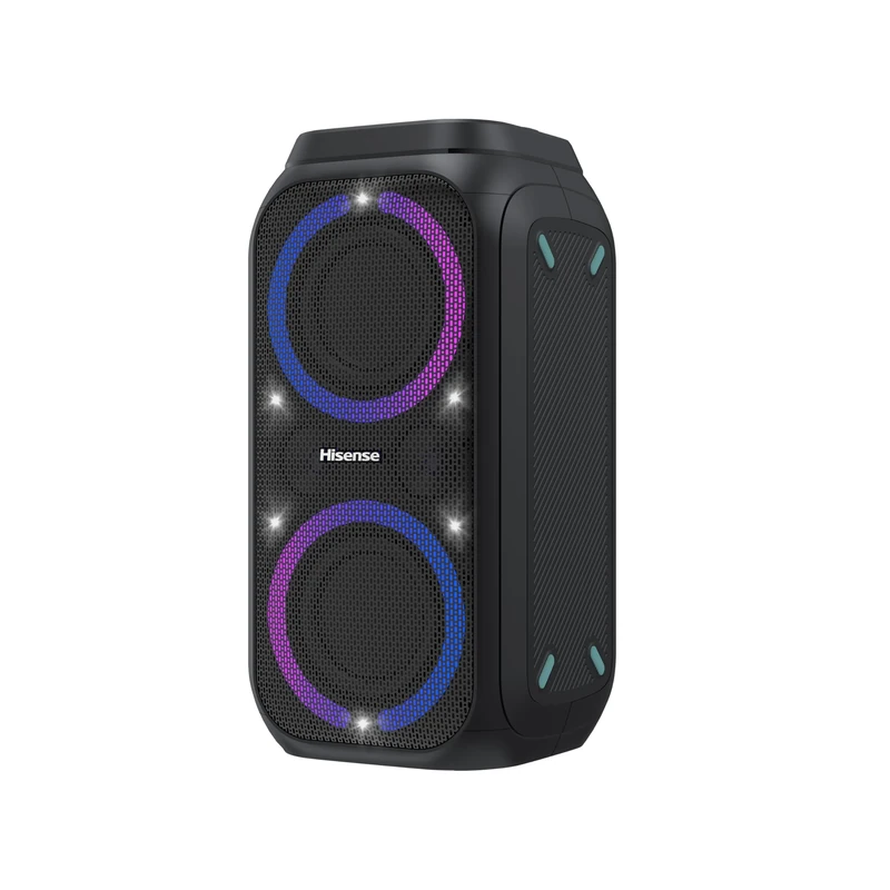 Hisense Party Rocket 160, 160W Max Audio Power, 12 Hrs long playtime,TWS Pair play,Karaoke Mode,5 Lighting effects,Vocal fader,IPX4 Waterproof, Bluetooth 5.0