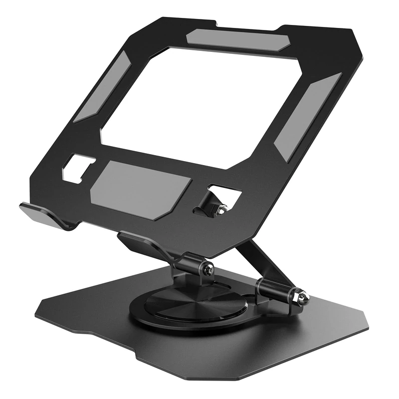 Bighan Tablet Stand, 360° Adjustable iPad Stand Holder Foldable Fits iPad Stand for Desk Rotating Portable Monitor Stand for Tablets/PS/mobilephones/Switch and other 4.7"-12.9" Device, Black
