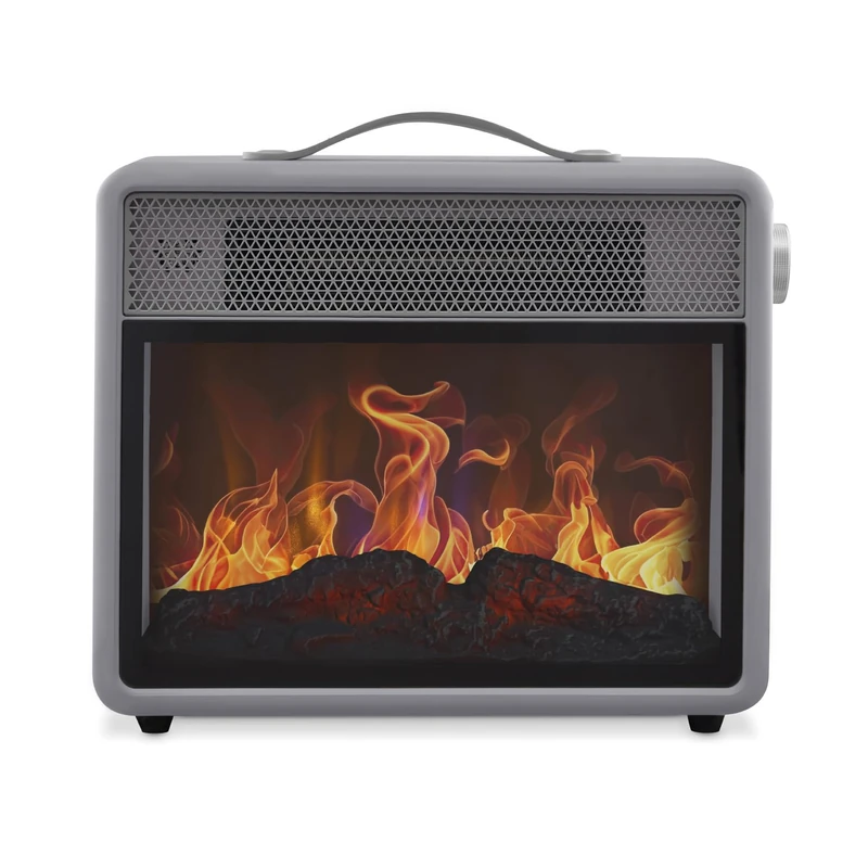 Swan SH27034 Retro Flame Effect Heater with Adjustable Thermostat, Independent Flame Effect, Quiet Operation, Overhear and Tip Over Switch Protection, 1.8KW, Grey