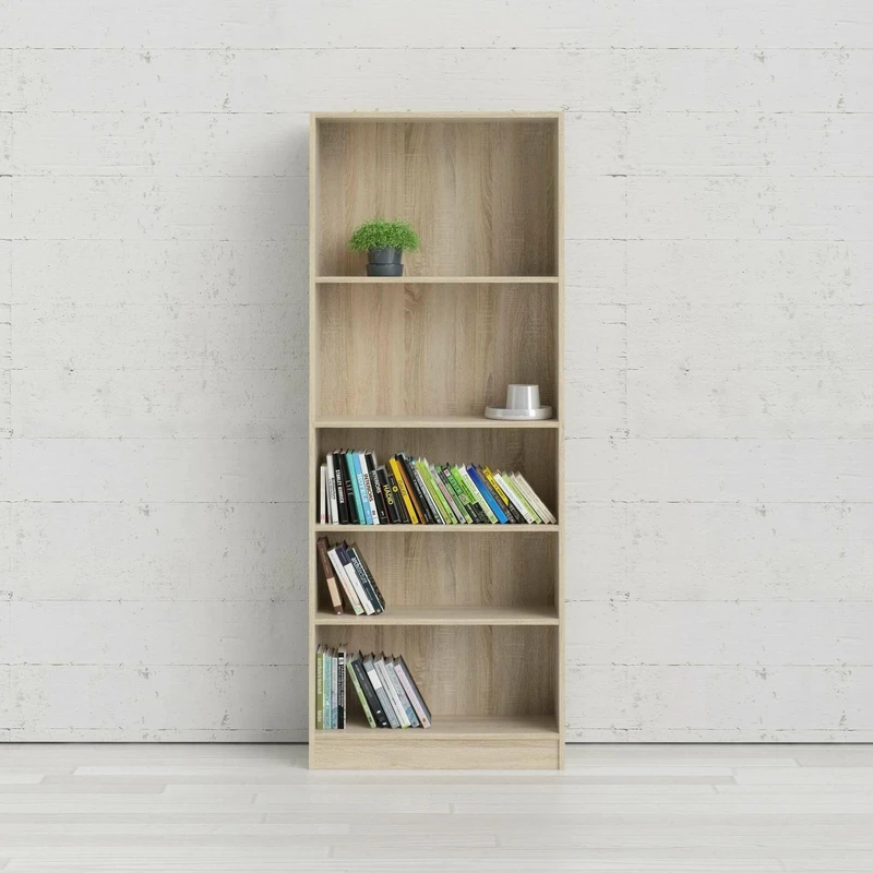 Dmora Zelie Bookcase, Office Shelf, Bookcase, Bookcase, 79 x 27 x H 203 cm, Oak