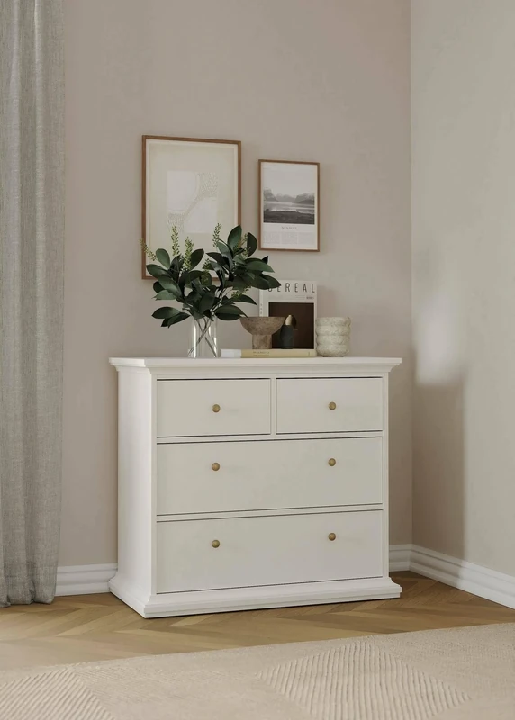 Dmora Clairett Chest of Drawers, Multi-Purpose Settimino, Bedroom Dresser, Cabinet with Drawers, 96 x 49 x H 87 cm, White