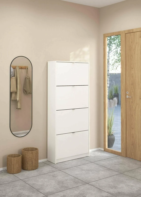 Dmora Natalie Shoe Rack, Multi-Purpose Entrance Cabinet, Shoe Cabinet, 70 x 24 x 162 cm, White