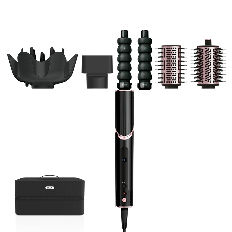 Shark FlexStyle 5-in-1 Air Styler & Hair Dryer, Car Wrap Curls, Flat Brush, Oval Brush, Concentrator, Diffuser, Storage Box, Without Thermal Damage, Black/Pink HD440EU