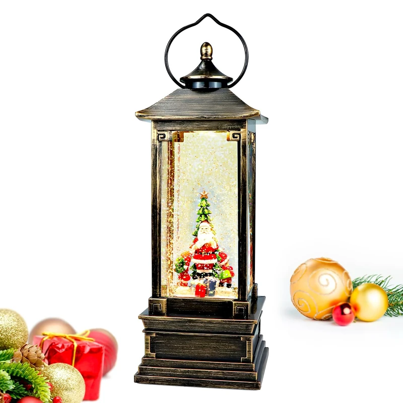 Avilia Animated Christmas Lantern with Music and LED Lights 29 x 14 x 14 cm - Ideal for Home Decoration During Christmas Parties - Made of Durable Materials and Hand-Painted Fits Any Home - Image 1