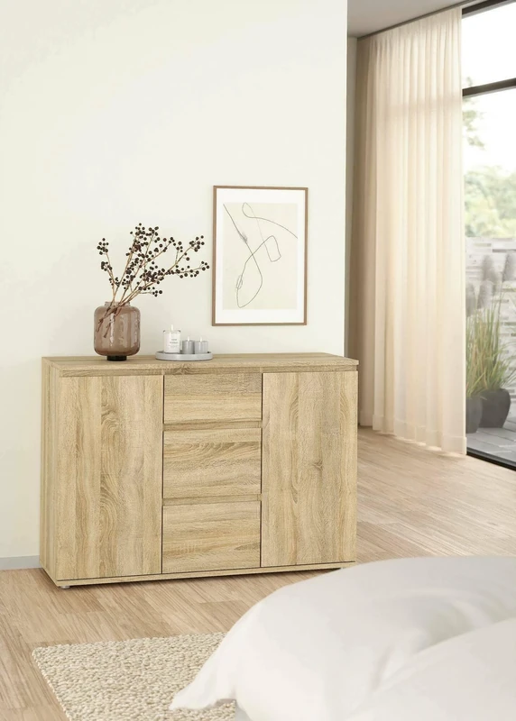 Dmora Antoinette Sideboard, Living Room Buffet, Living Room Sideboard, Kitchen Pantry, 119 x 40 x H 84 cm, Oak