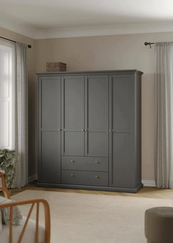 Dmora - Pauline Large Wardrobe, Bedroom Furniture, Walk-in Closet, Clothes rack, 181 x 61 x H 201 cm, Grey
