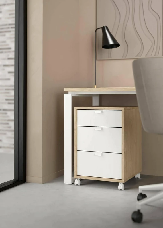 Dmora Gabrielle Settimino Multi-Purpose Chest of Drawers Bedroom Furniture with Drawers, 48 x 41 x H 61 cm, Oak and White