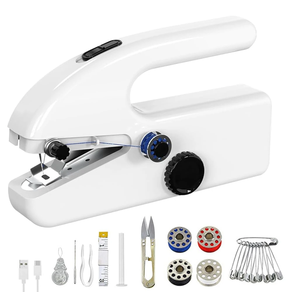 HIULLEN Handheld Sewing Machine, Mini Sewing Machine for beginners, Two Modes, Portable Sewings Machine for Quick Repairing, Electric Sewing Machines with Sewing Accessories for Home Travel DIY