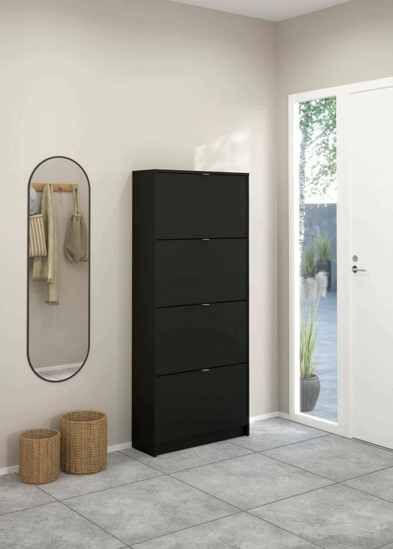 Dmora Natalie Shoe Rack, Multi-Purpose Entrance Cabinet, Shoe Cabinet, 70 x 24 x 162 cm, Black