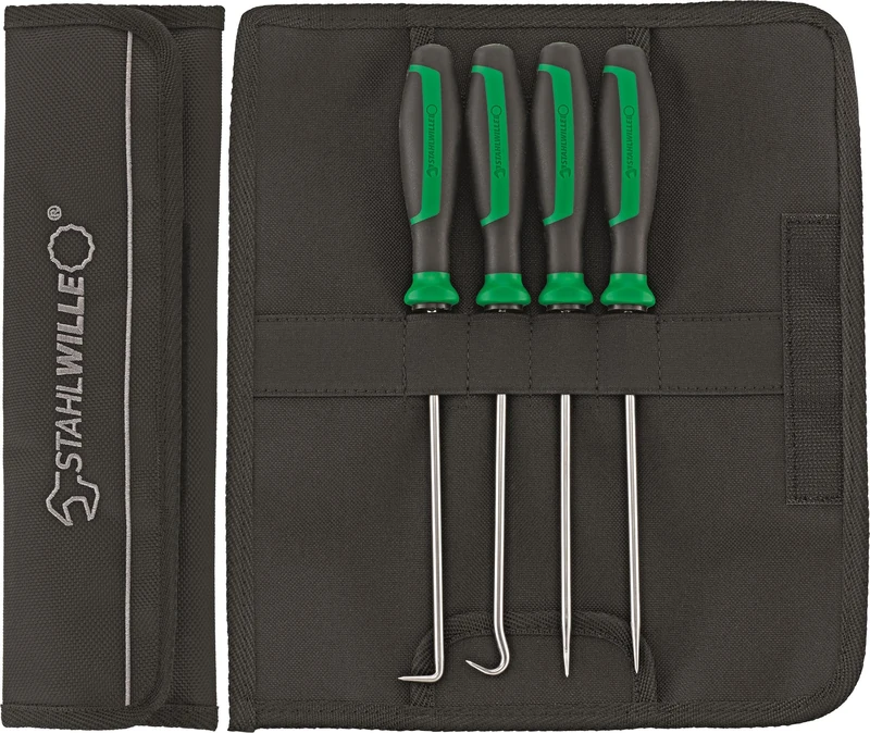 STAHLWILLE Hook Tool Set 4 Pieces Extra Long 250 mm Universal Use for Seals in Textile Bag - Image 1