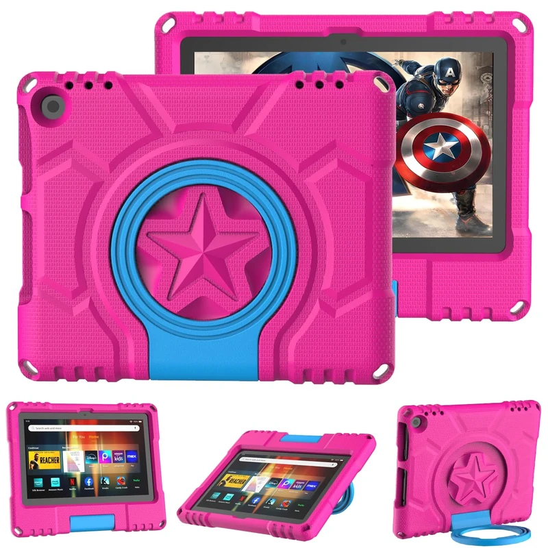 Amazon Fire HD 8 Tablet Case for Kids (12th/10th Generation, 2024/2022/2020), Not fit Sony TCL, Mansiruyi Lightweight Shockproof Handle Stand 8” Case for Fire HD 8 Kids&Kids Pro & Plus Tablet - Rose